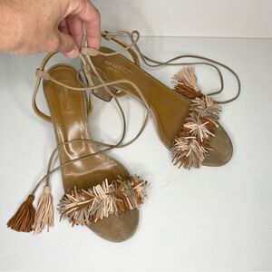 AQUAZZURA WILD THING MULTI TERRACOTTA SUEDE FRINGE SANDAL SIZE 39 1/2 or 9